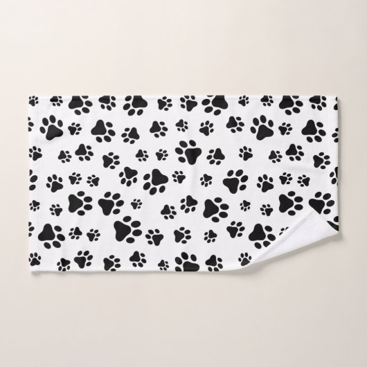 Muster von Paws, Hundeschäften, Schwarz und Weiß Badhandtuch Set (Handtuch)