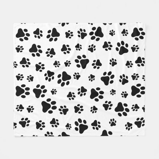 Muster von Paws, Hundeschäften, Schwarz und Weiß Fleecedecke (Vorderseite (Horizontal))