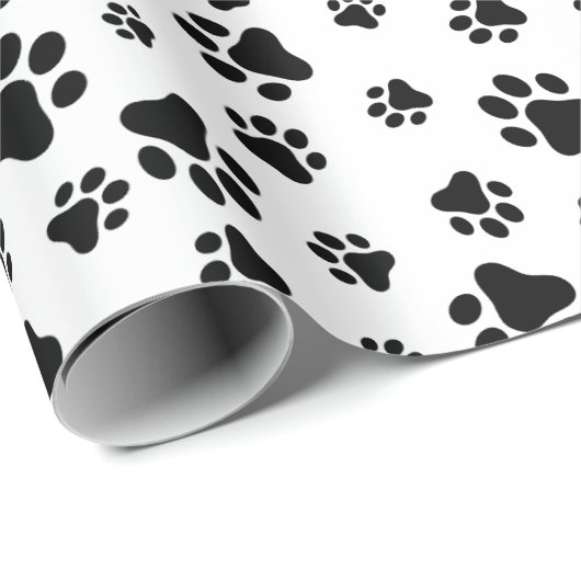 Muster von Paws, Hundeschäften, Schwarz und Weiß Geschenkpapier (Rolleneckpunkt)