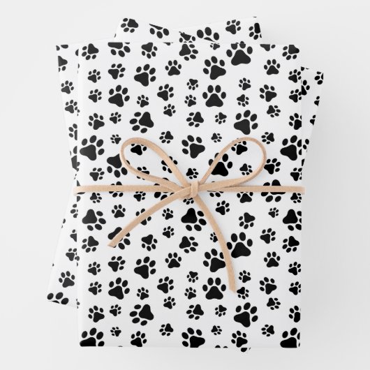 Muster von Paws, Hundeschäften, Schwarz und Weiß Geschenkpapier Set (Beispiel)