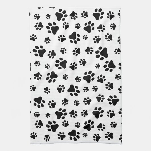 Muster von Paws, Hundeschäften, Schwarz und Weiß Geschirrtuch (Vertikal)