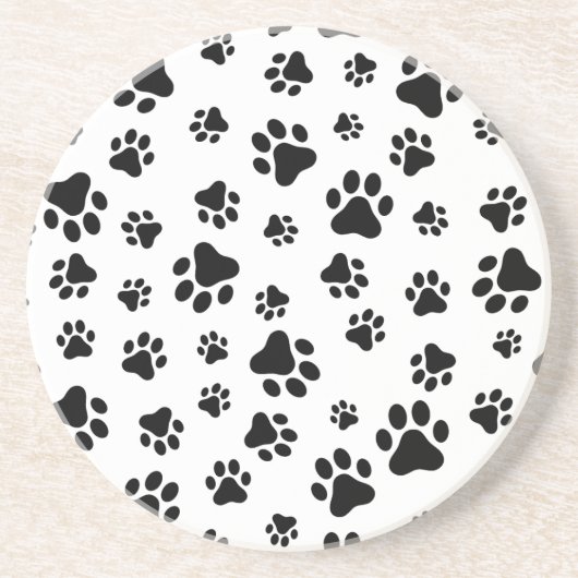 Muster von Paws, Hundeschäften, Schwarz und Weiß Getränkeuntersetzer (Vorne)
