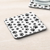 Muster von Paws, Hundeschäften, Schwarz und Weiß Getränkeuntersetzer (Linke Seite)