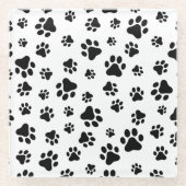 Muster von Paws, Hundeschäften, Schwarz und Weiß Glasuntersetzer (Vorderseite)