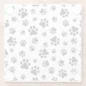 Muster von Paws, Hundeschäften, Schwarz und Weiß Glasuntersetzer (Rückseite)