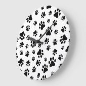 Muster von Paws, Hundeschäften, Schwarz und Weiß Große Wanduhr (Winkel)