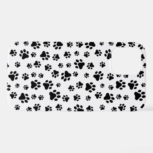 Muster von Paws, Hundeschäften, Schwarz und Weiß iPhone Hülle (Rückseite (Horizontal))