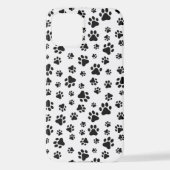 Muster von Paws, Hundeschäften, Schwarz und Weiß iPhone Hülle (Rückseite)