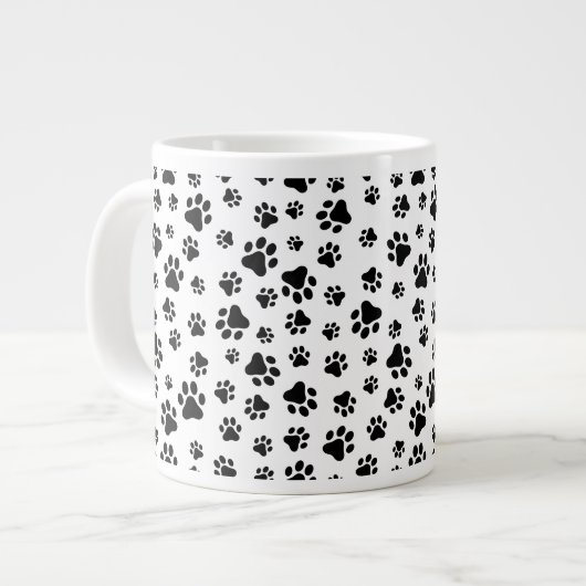 Muster von Paws, Hundeschäften, Schwarz und Weiß Jumbo-Tasse (Vorderseite Links)