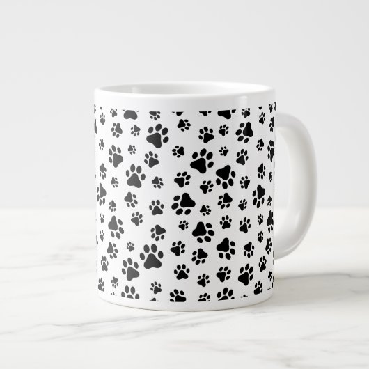Muster von Paws, Hundeschäften, Schwarz und Weiß Jumbo-Tasse (Vorderseite Rechts)