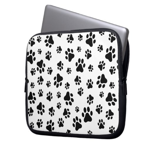 Muster von Paws, Hundeschäften, Schwarz und Weiß Laptopschutzhülle (Vorderseite Links)