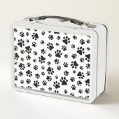 Muster von Paws, Hundeschäften, Schwarz und Weiß Metall Brotdose (Rückseite)
