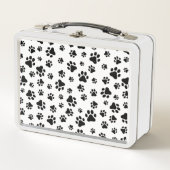 Muster von Paws, Hundeschäften, Schwarz und Weiß Metall Brotdose (Vorderseite)