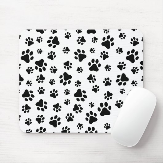 Muster von Paws, Hundeschäften, Schwarz und Weiß Mousepad (Mit Mouse)