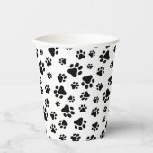 Muster von Paws, Hundeschäften, Schwarz und Weiß Pappbecher (Vorderseite)