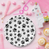 Muster von Paws, Hundeschäften, Schwarz und Weiß Pappteller (Party)