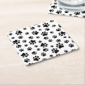 Muster von Paws, Hundeschäften, Schwarz und Weiß Rechteckiger Pappuntersetzer (angewinkelt)