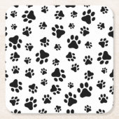 Muster von Paws, Hundeschäften, Schwarz und Weiß Rechteckiger Pappuntersetzer (Vorderseite)