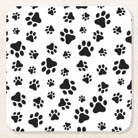 Muster von Paws, Hundeschäften, Schwarz und Weiß Rechteckiger Pappuntersetzer (Vorderseite)