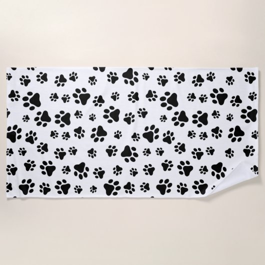 Muster von Paws, Hundeschäften, Schwarz und Weiß Strandtuch (Vorderseite)