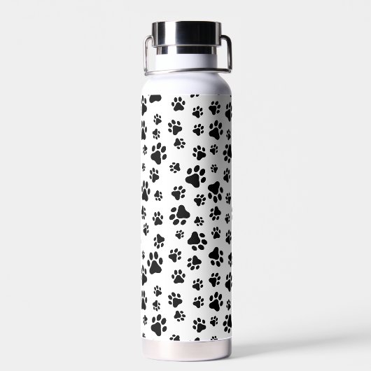 Muster von Paws, Hundeschäften, Schwarz und Weiß Trinkflasche (Rückseite)