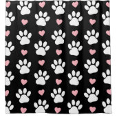 Muster von Paws, Hundeschrauben, Weiße Pfoten, ros Duschvorhang (Vorderseite)