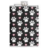 Muster von Paws, Hundeschrauben, Weiße Pfoten, ros Flachmann (Vorderseite)