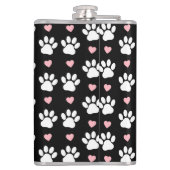 Muster von Paws, Hundeschrauben, Weiße Pfoten, ros Flachmann (Rückseite)