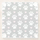 Muster von Paws, Hundeschrauben, Weiße Pfoten, ros Glasuntersetzer (Rückseite)