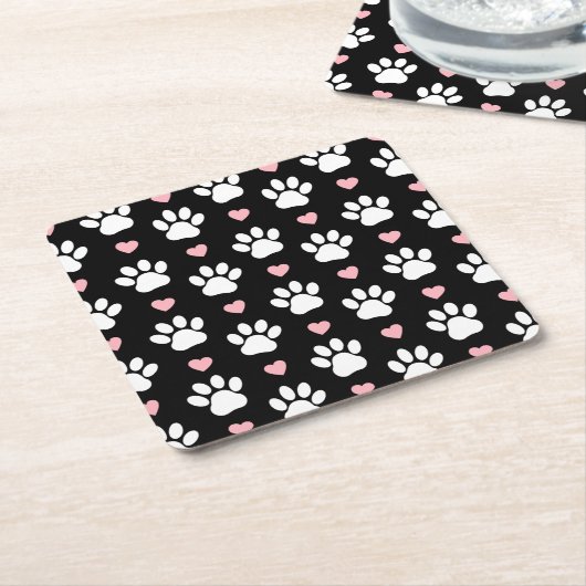 Muster von Paws, Hundeschrauben, Weiße Pfoten, ros Rechteckiger Pappuntersetzer (angewinkelt)