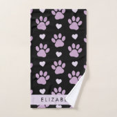Muster von Paws, Lilac Paws, Herz, Ihr Name Badhandtuch Set (Handtuch)