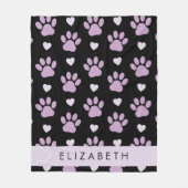 Muster von Paws, Lilac Paws, Herz, Ihr Name Fleecedecke (Vorderseite)