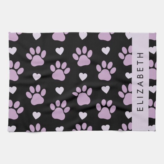 Muster von Paws, Lilac Paws, Herz, Ihr Name Geschirrtuch (Horizontal)