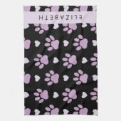 Muster von Paws, Lilac Paws, Herz, Ihr Name Geschirrtuch (Vertikal)