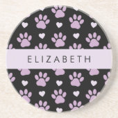 Muster von Paws, Lilac Paws, Herz, Ihr Name Getränkeuntersetzer (Vorne)