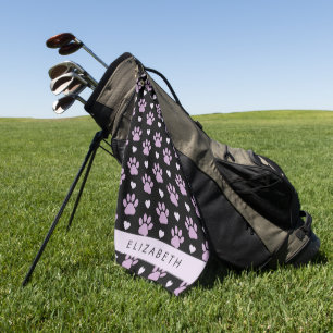 Muster von Paws, Lilac Paws, Herz, Ihr Name Golfhandtuch