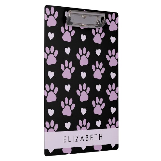 Muster von Paws, Lilac Paws, Herz, Ihr Name Klemmbrett (Rechts)