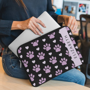 Muster von Paws, Lilac Paws, Herz, Ihr Name Laptopschutzhülle