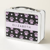 Muster von Paws, Lilac Paws, Herz, Ihr Name Metall Brotdose (Rückseite)