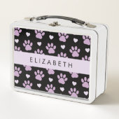 Muster von Paws, Lilac Paws, Herz, Ihr Name Metall Brotdose (Vorderseite)