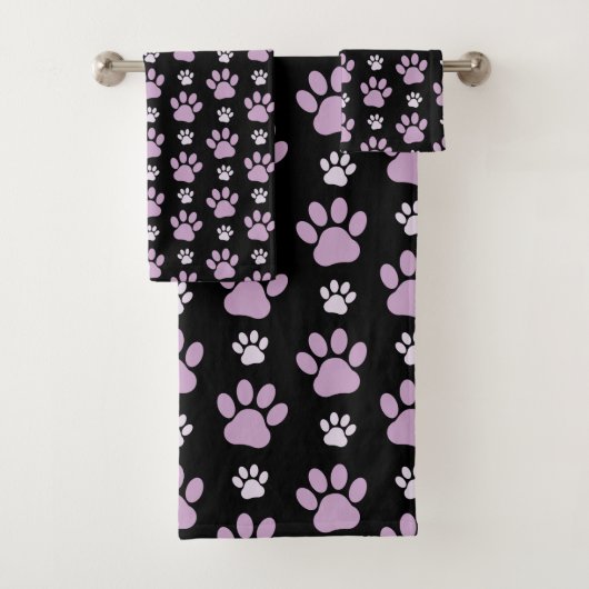Muster von Paws, Lilac Paws, Hundepfen, Paw Prints Badhandtuch Set (Insitu)
