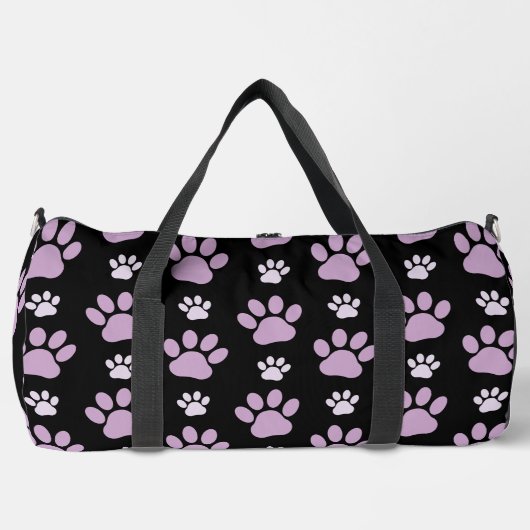 Muster von Paws, Lilac Paws, Hundepfen, Paw Prints Duffle Bag (Vorderseite)