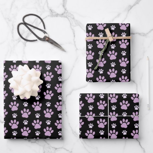 Muster von Paws, Lilac Paws, Hundepfen, Paw Prints Geschenkpapier Set (Vorderseite)