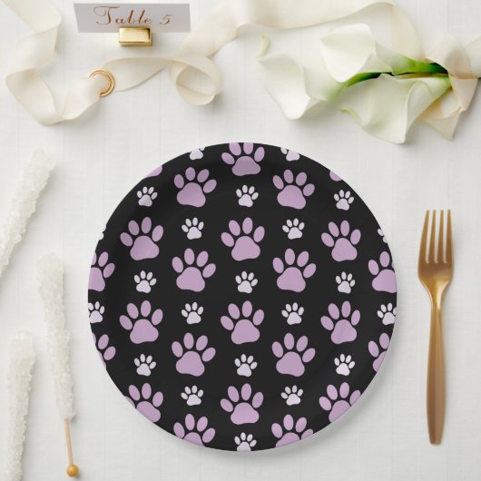 Muster von Paws, Lilac Paws, Hundepfen, Paw Prints Pappteller (Hochzeit)