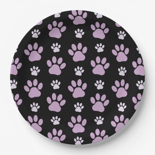 Muster von Paws, Lilac Paws, Hundepfen, Paw Prints Pappteller (Vorderseite)
