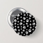 Muster von Paws, Paw Prints, Schwarz und Weiß Button (Vorne & Hinten)
