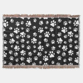 Muster von Paws, Paw Prints, Schwarz und Weiß Decke (Vorderseite)