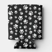 Muster von Paws, Paw Prints, Schwarz und Weiß Dosenkühler (Rückseite)