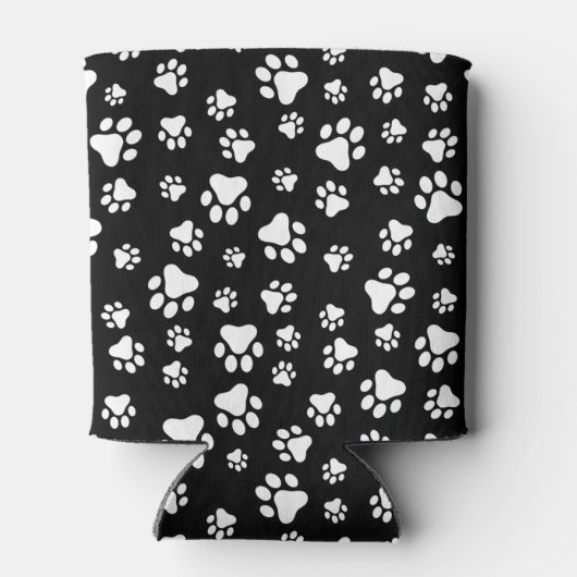 Muster von Paws, Paw Prints, Schwarz und Weiß Dosenkühler (Rückseite)