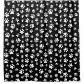 Muster von Paws, Paw Prints, Schwarz und Weiß Duschvorhang (Vorderseite)